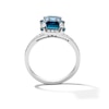 Thumbnail Image 2 of Emerald-Cut London Blue Topaz and 0.18 CT. T.W. Certified Lab-Grown Diamond Frame Ring in Sterling Silver (F/VS2)