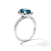 Thumbnail Image 3 of Emerald-Cut London Blue Topaz and 0.18 CT. T.W. Certified Lab-Grown Diamond Frame Ring in Sterling Silver (F/VS2)