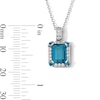 Thumbnail Image 3 of Emerald-Cut London Blue Topaz and 0.14 CT. T.W. Certified Lab-Grown Diamond Pendant in Sterling Silver (F/VS2)