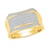 Thumbnail Image 1 of 0.95 CT. T.W. Certified Lab-Grown Diamond Rectangular Row Ring in Sterling Silver with 24K Yellow Gold Vermeil (I/SI2)