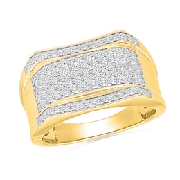0.95 CT. T.W. Certified Lab-Grown Diamond Rectangular Row Ring in Sterling Silver with 24K Yellow Gold Vermeil (I/SI2)