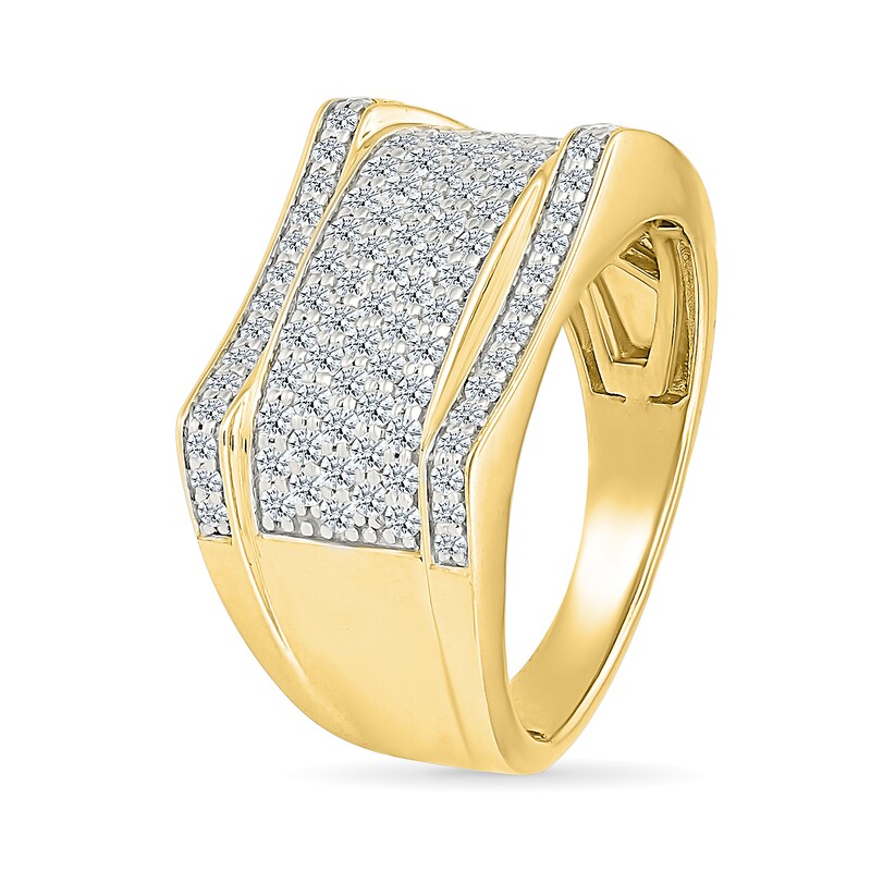 0.95 CT. T.W. Certified Lab-Grown Diamond Rectangular Row Ring in Sterling Silver with 24K Yellow Gold Vermeil (I/SI2)