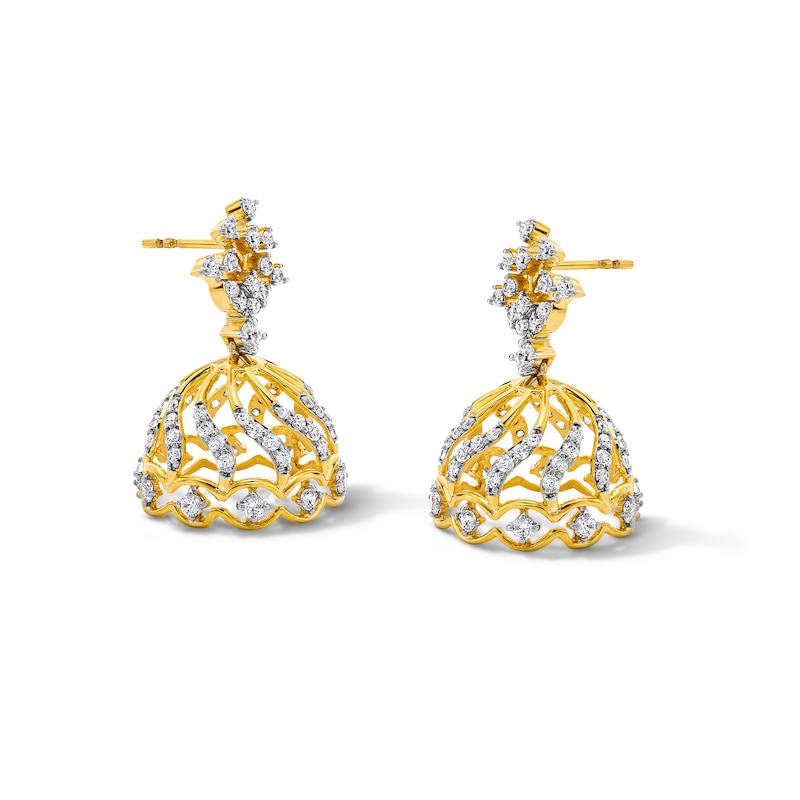 1.00 CT. T.W. Certified Lab-Grown Diamond Bell Drop Earrings in 18K Gold (F/VS2)