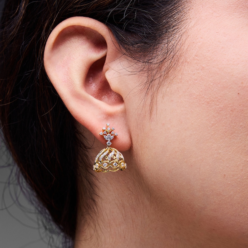 1.00 CT. T.W. Certified Lab-Grown Diamond Bell Drop Earrings in 18K Gold (F/VS2)