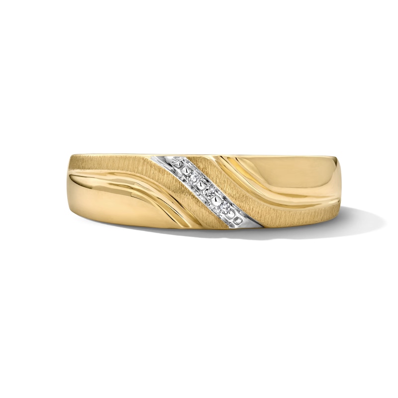 Certified Lab-Grown Diamond Accent Wedding Band in 10K Gold (F/VS2)