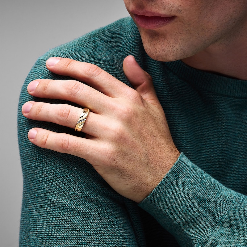 Certified Lab-Grown Diamond Accent Wedding Band in 10K Gold (F/VS2)