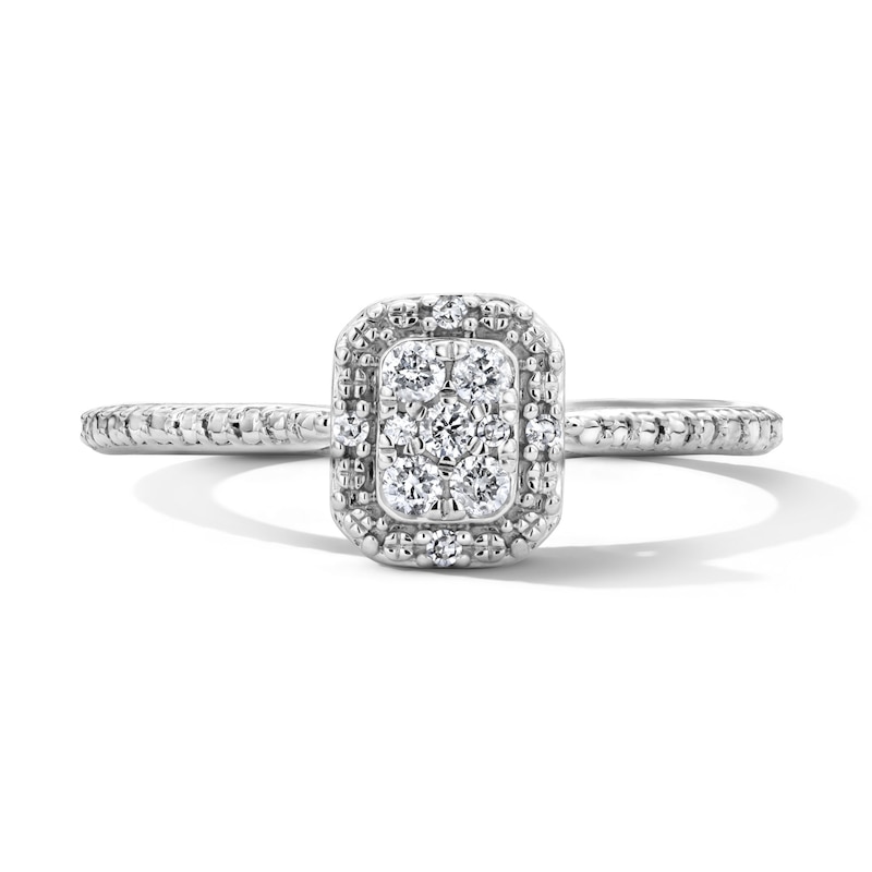 0.10 CT. T.W. Diamond Octagon-Shaped Frame Promise Ring in Sterling Silver
