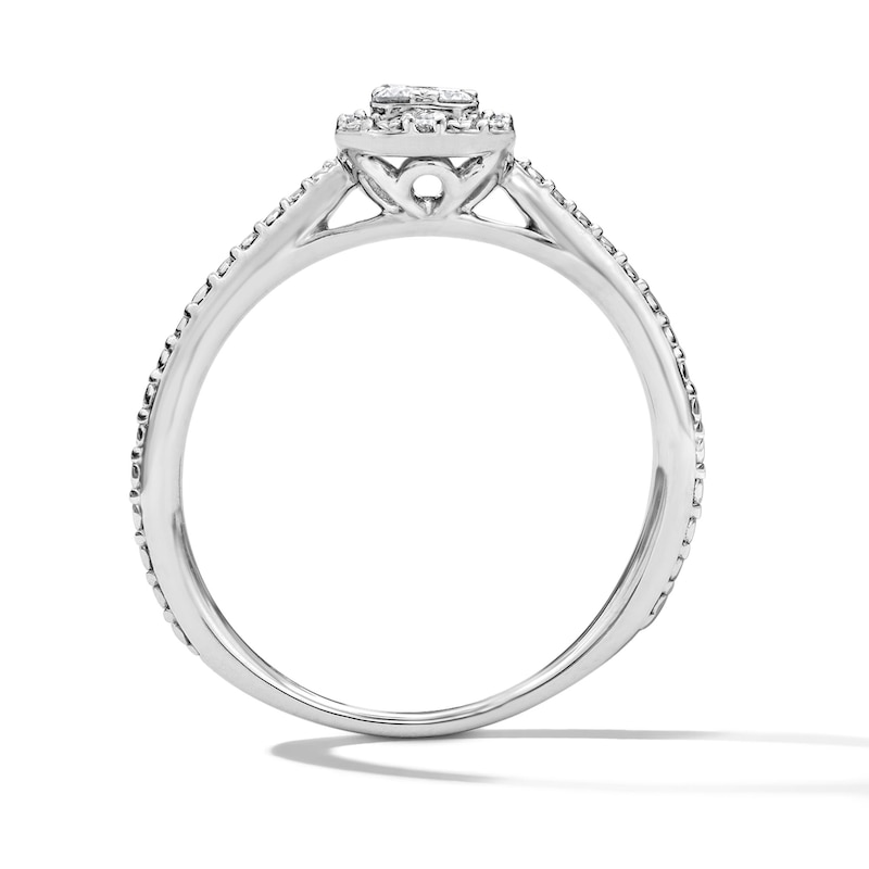 Main Image 3 of 0.10 CT. T.W. Diamond Octagon-Shaped Frame Promise Ring in Sterling Silver