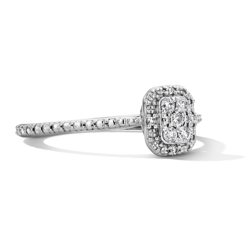 Main Image 4 of 0.10 CT. T.W. Diamond Octagon-Shaped Frame Promise Ring in Sterling Silver