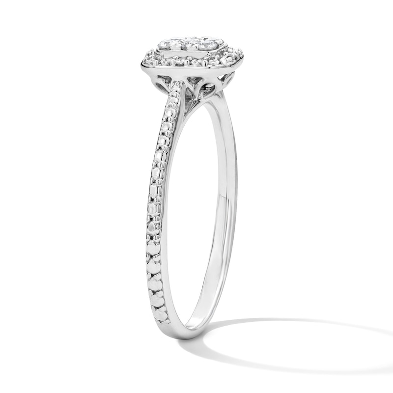 Main Image 5 of 0.10 CT. T.W. Diamond Octagon-Shaped Frame Promise Ring in Sterling Silver