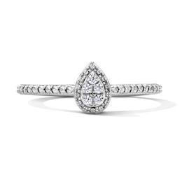 0.05 CT. T.W. Diamond Pear-Shaped Frame Promise Ring in Sterling Silver