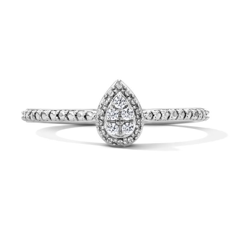 0.05 CT. T.W. Diamond Pear-Shaped Frame Promise Ring in Sterling Silver