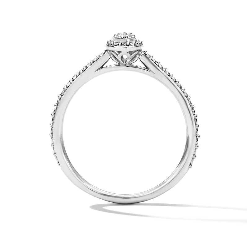 0.05 CT. T.W. Diamond Pear-Shaped Frame Promise Ring in Sterling Silver