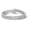 Thumbnail Image 1 of 5.0mm Oval White Lab-Created Sapphire Link Triple-Row Bracelet in Sterling Silver - 7.25"