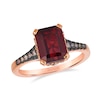 Thumbnail Image 1 of Le Vian® Emerald-Cut Garnet and 0.25 CT. T.W. Diamond Hidden Frame Ring in 14K Strawberry Gold®