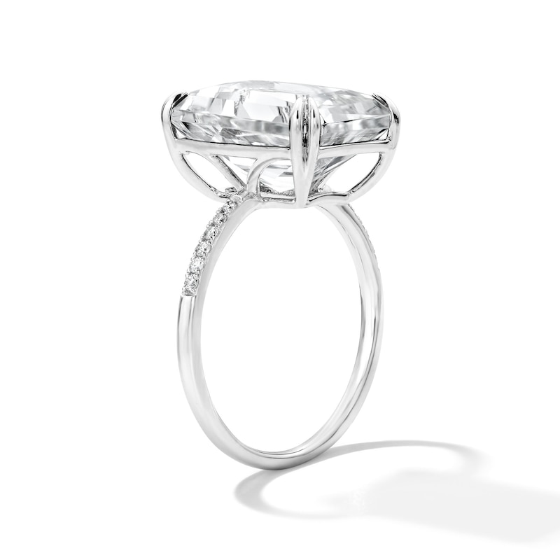 Main Image 4 of EFFY™ Collection Emerald-Cut White Topaz and 0.04 CT. T.W. Diamond Cocktail Ring in Sterling Silver