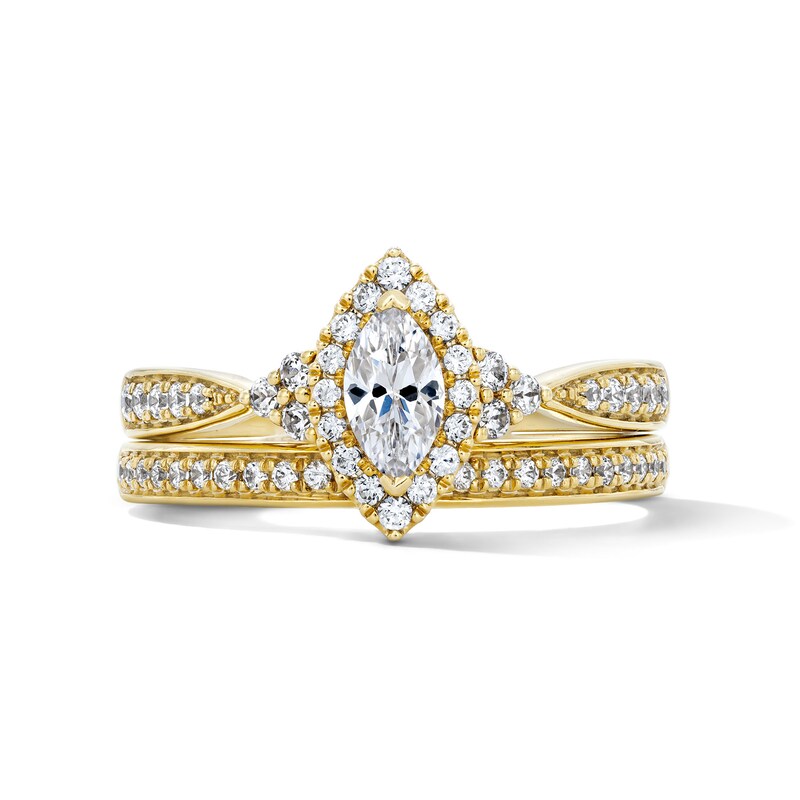 0.70 CT. T.W. Marquise-Cut Diamond Frame Bridal Set in 14K Gold