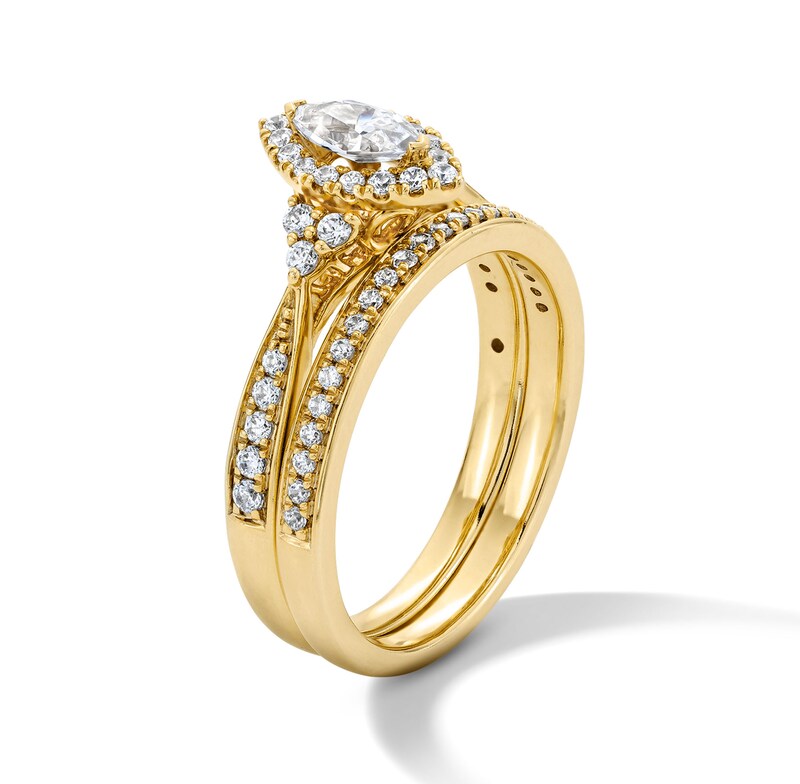 0.70 CT. T.W. Marquise-Cut Diamond Frame Bridal Set in 14K Gold