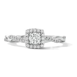 0.35 CT. T.W. Diamond Cushion-Frame Engagement Ring in 10K White Gold