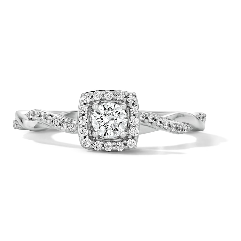 Main Image 1 of 0.35 CT. T.W. Diamond Cushion-Frame Engagement Ring in 10K White Gold