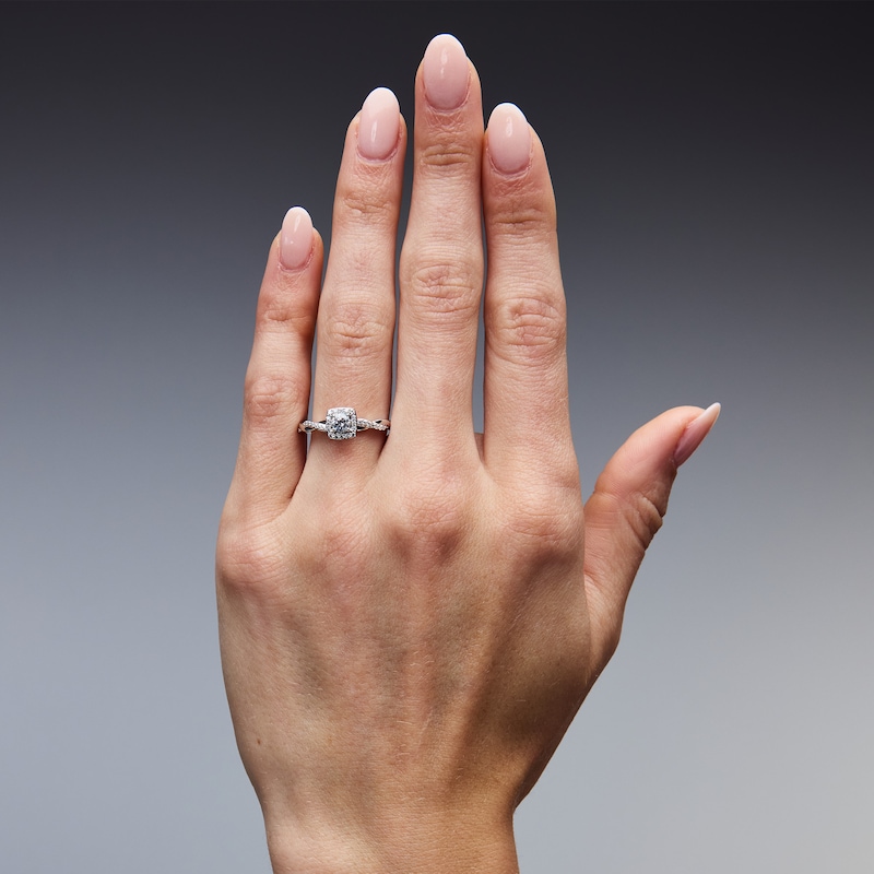 Main Image 2 of 0.35 CT. T.W. Diamond Cushion-Frame Engagement Ring in 10K White Gold