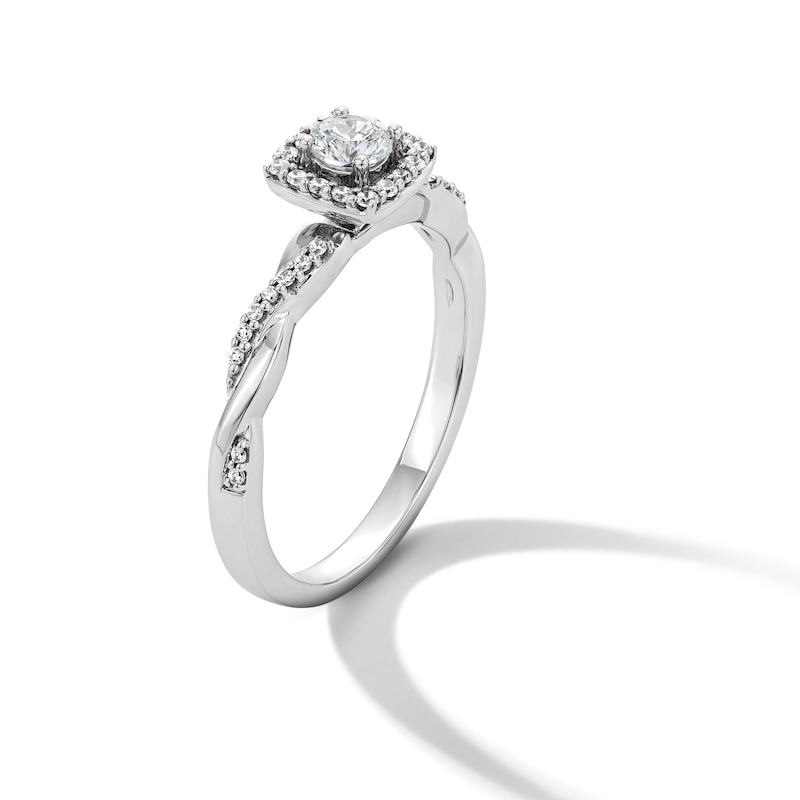 Main Image 3 of 0.35 CT. T.W. Diamond Cushion-Frame Engagement Ring in 10K White Gold