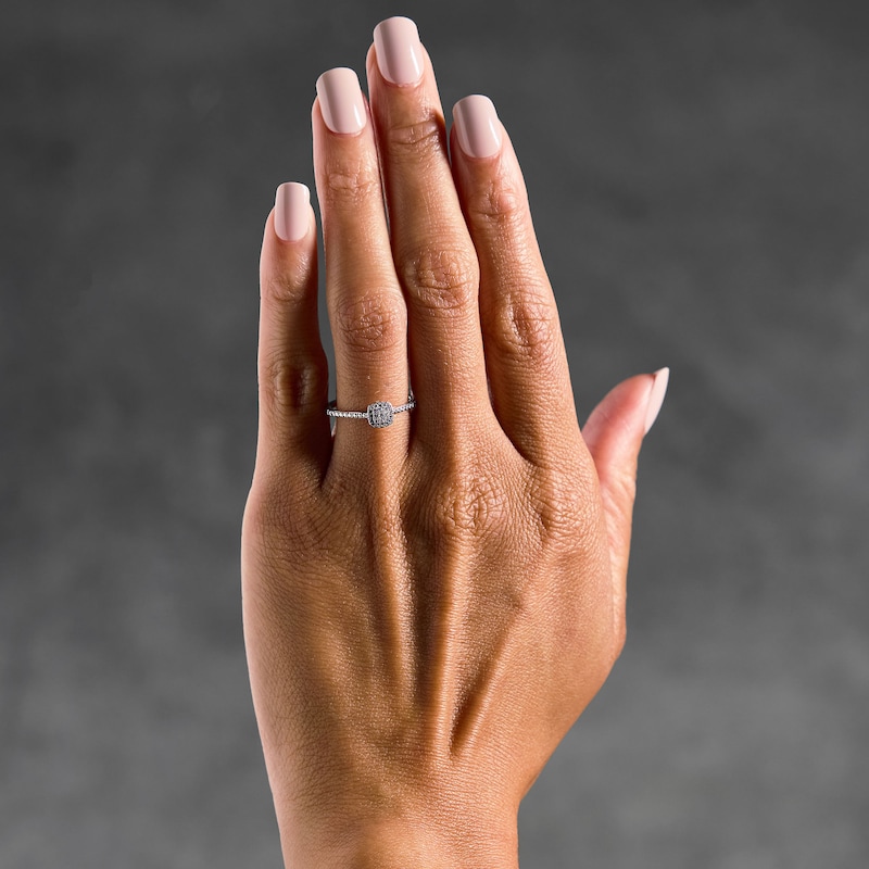 0.04 CT. T.W. Diamond Cushion-Shaped Frame Promise Ring in Sterling Silver