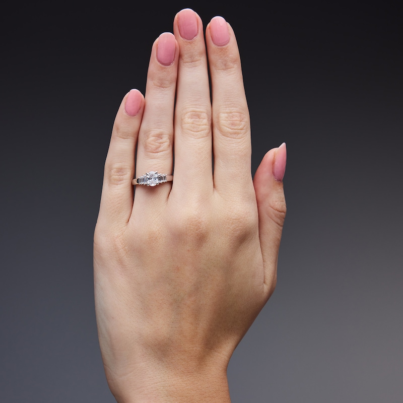 Vera Wang Love Collection Oval-Cut 1.18 CT.T.W. Diamond Multi-Stone Ring in 14K White Gold