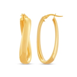 Twist Hoop Earrings in Hollow 14K Gold