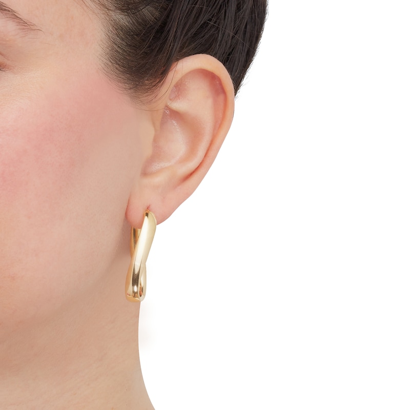 Twist Hoop Earrings in Hollow 14K Gold