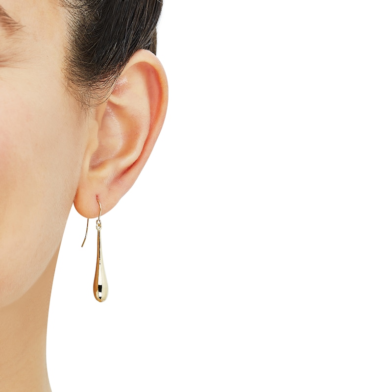 Diamond-Cut Puffed Teardrop Dangle Earrings in Hollow 14K Gold