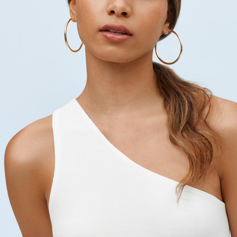 50.0mm Tube Hoop Earrings in Hollow 14K Gold