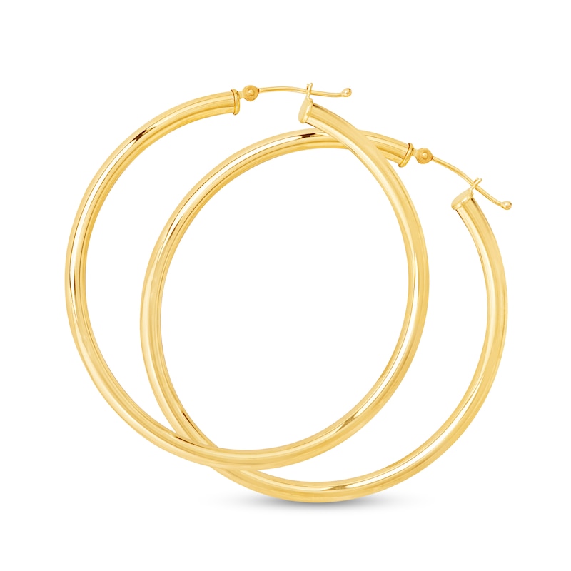 50.0mm Tube Hoop Earrings in Hollow 14K Gold