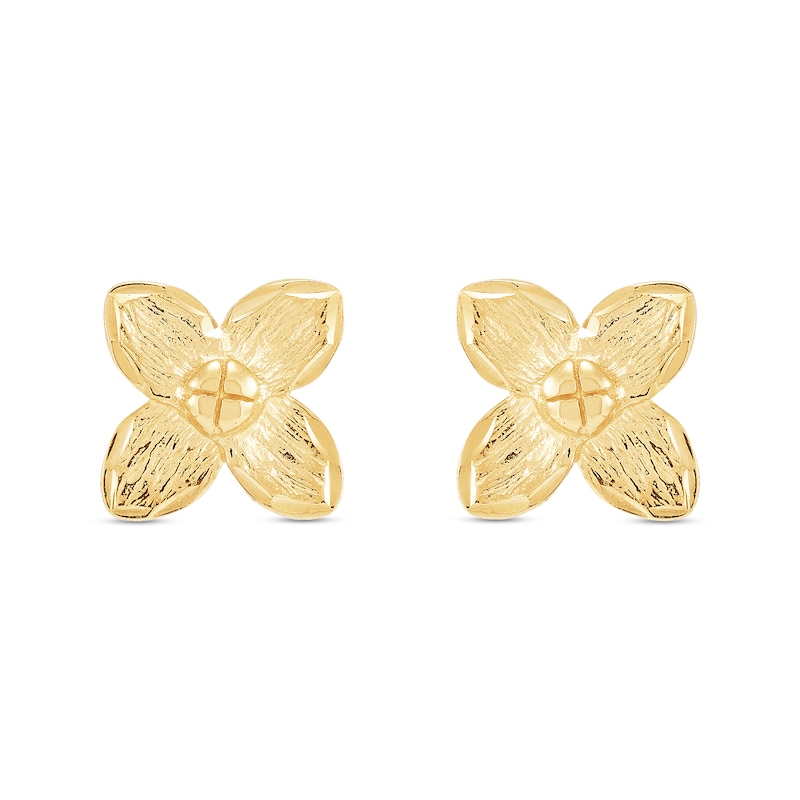 Flower Stud Earrings in Solid 14K Gold