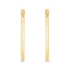 Thumbnail Image 1 of Diamond-Cut Textured Oval Hoop Earrings in Hollow 10K Gold