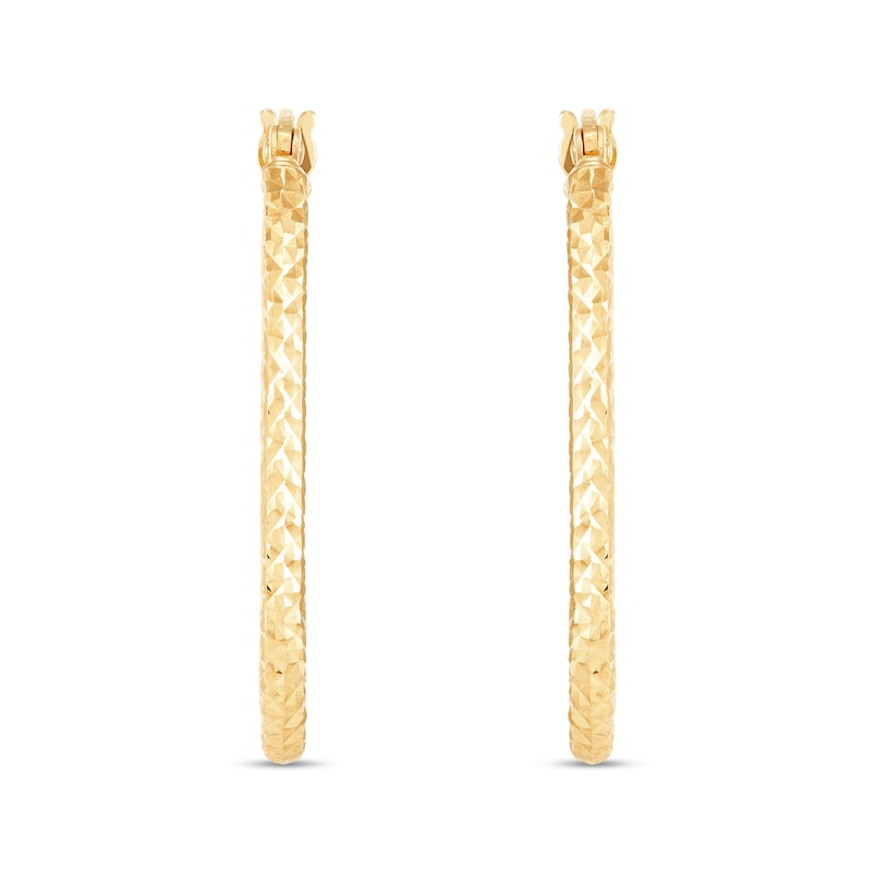 Diamond-Cut Textured Oval Hoop Earrings in Hollow 10K Gold