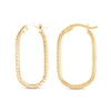 Thumbnail Image 3 of Diamond-Cut Textured Oval Hoop Earrings in Hollow 10K Gold