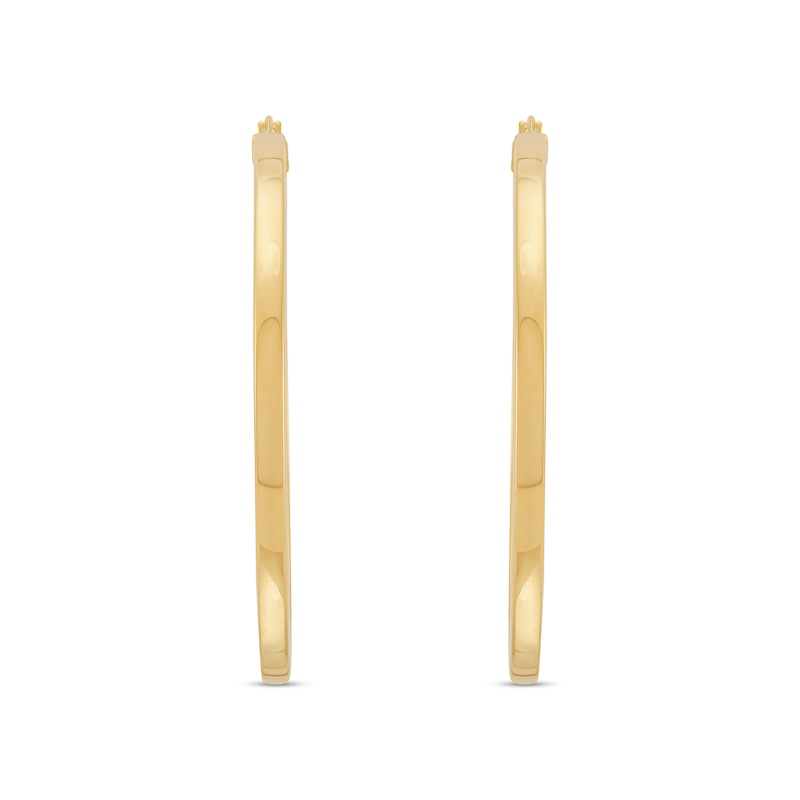50.0mm Square Tube Hoop Earrings in Hollow 14K Gold