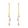 Thumbnail Image 1 of Beaded and Teardrop Dangle Earrings in Solid 14K Tri-Tone Gold