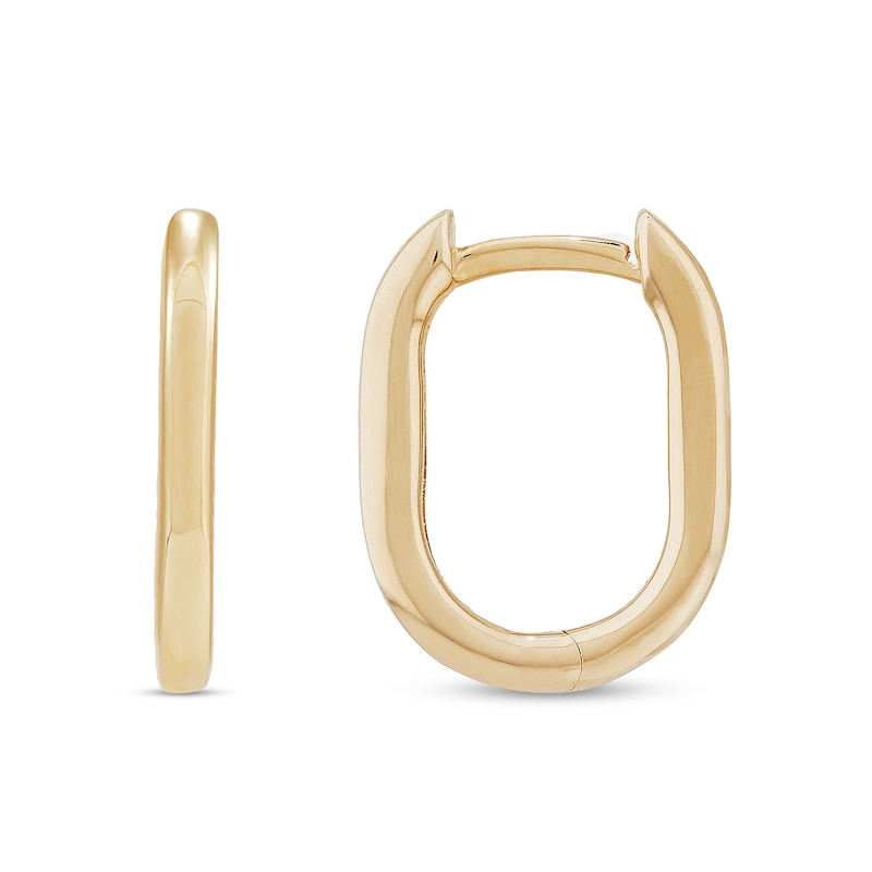 Oval Tube Huggie Hoop Earrings in Hollow 10K Gold