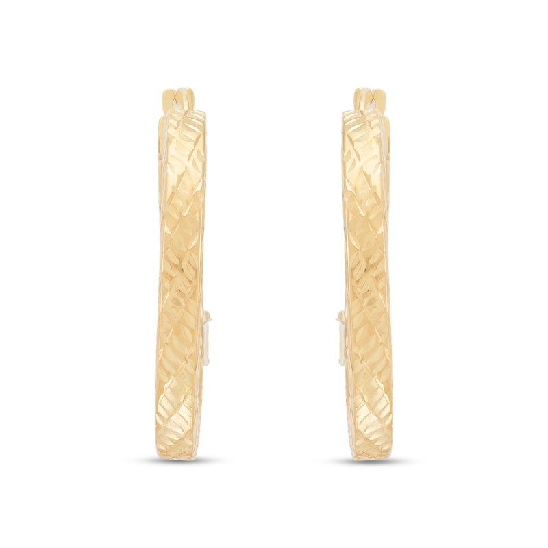 27.4mm Diamond-Cut Square Tube Hoop Earrings in Hollow 10K Gold