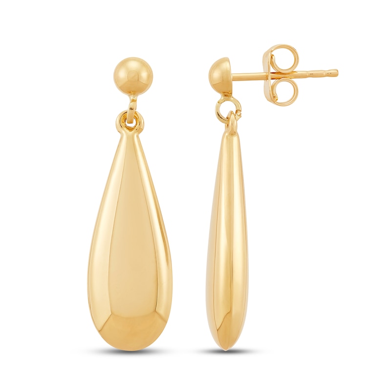 Teardrop Dangle Earrings in Hollow 10K Gold