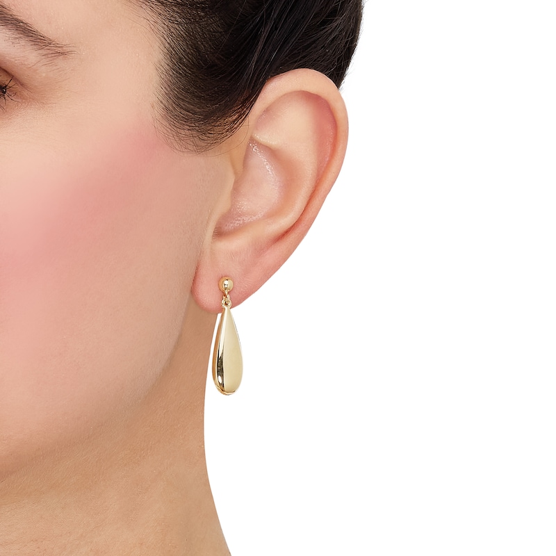 Teardrop Dangle Earrings in Hollow 10K Gold