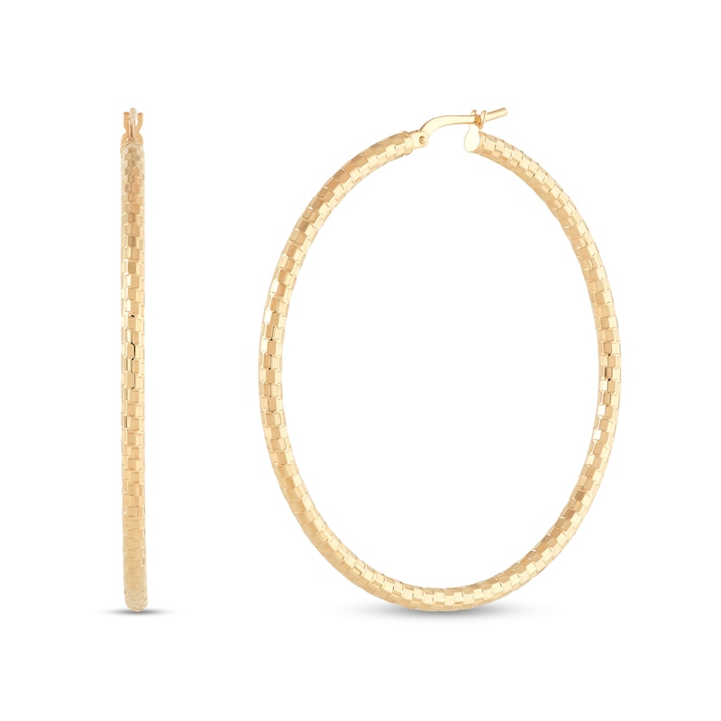 45.0mm Diamond-Cut Tube Hoop Earrings in Hollow 10K Gold