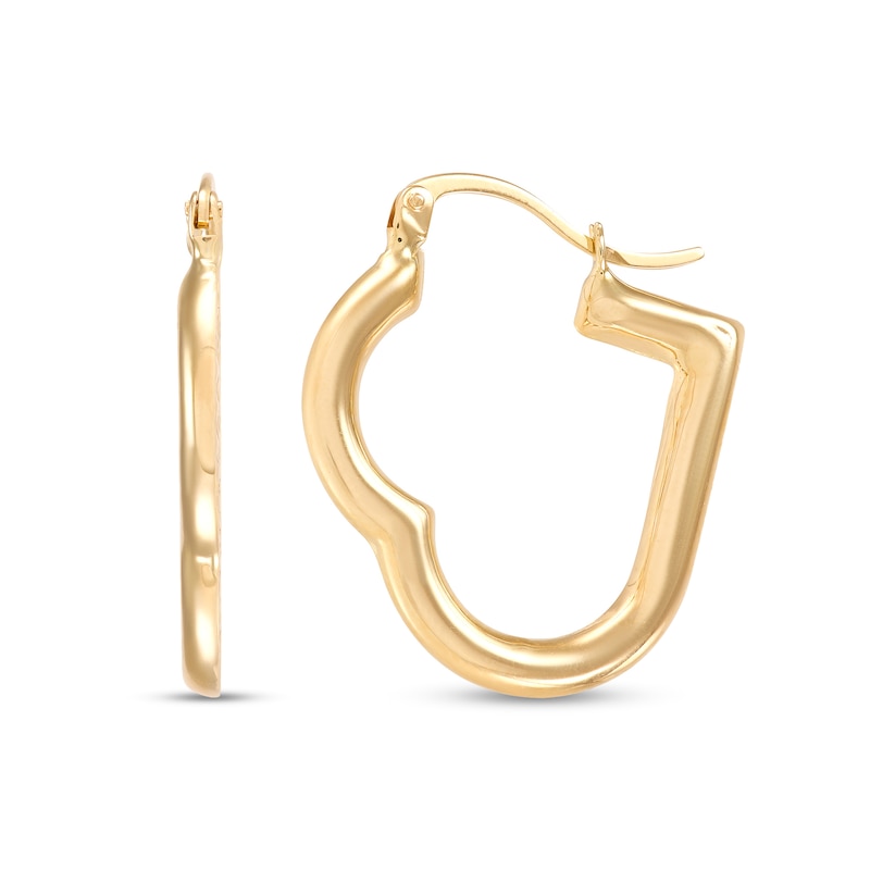Diamond-Cut Heart Hoop Earrings in Hollow 14K Gold
