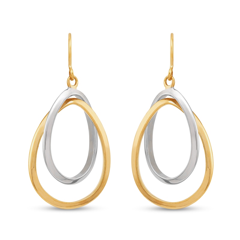 Entwined Oval Loop Dangle Earrings in Hollow 10K Gold