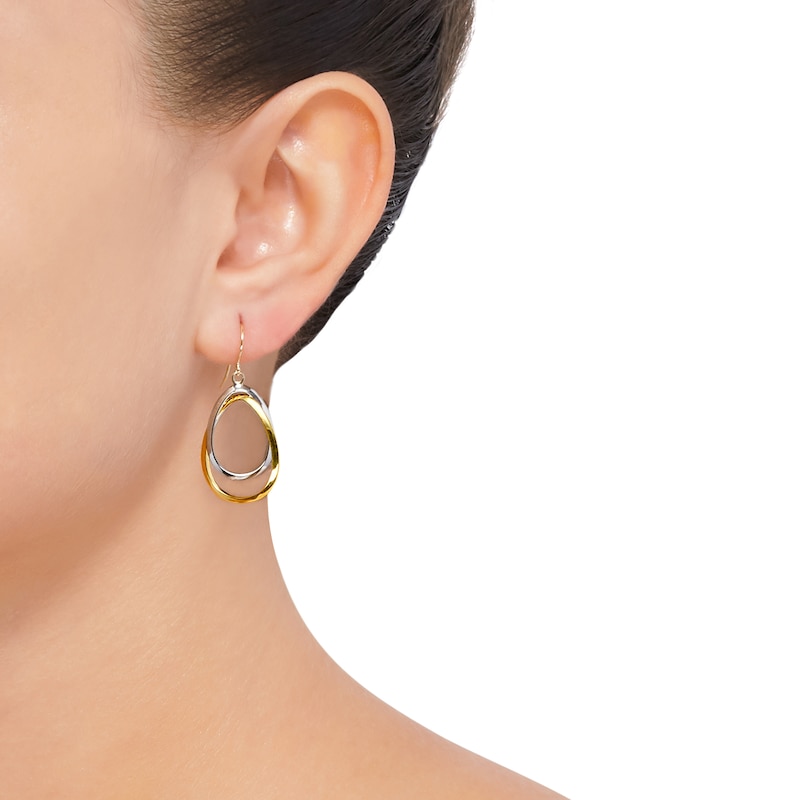 Entwined Oval Loop Dangle Earrings in Hollow 10K Gold