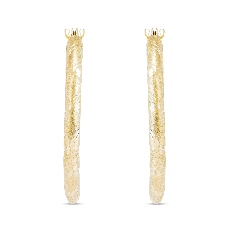Diamond-Cut Hoop Earrings in 14K Gold with Snap-lock