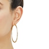 Thumbnail Image 2 of 60.0mm Diamond-Cut Textured Hoop Earrings in Hollow 14K Gold