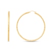 Thumbnail Image 3 of 60.0mm Diamond-Cut Textured Hoop Earrings in Hollow 14K Gold